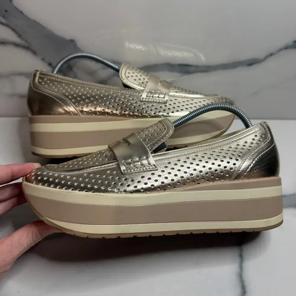 Dolce Vita Women's Gold Metallic Platform Janine Loafer Sz 8.5 Fashion Sneakers - Picture 6 of 7